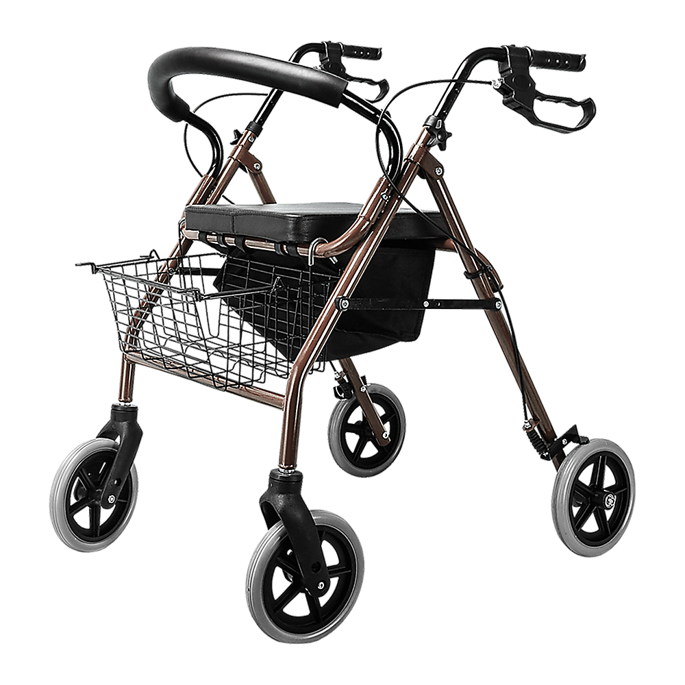 Rollator Walker Walking Frame With Wheels Zimmer Mobility Aids Seat Coffee