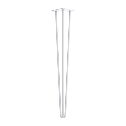 Set of 4 Industrial 3-Rod Retro Hairpin Table Legs 12mm Steel Bench Desk - 71cm White