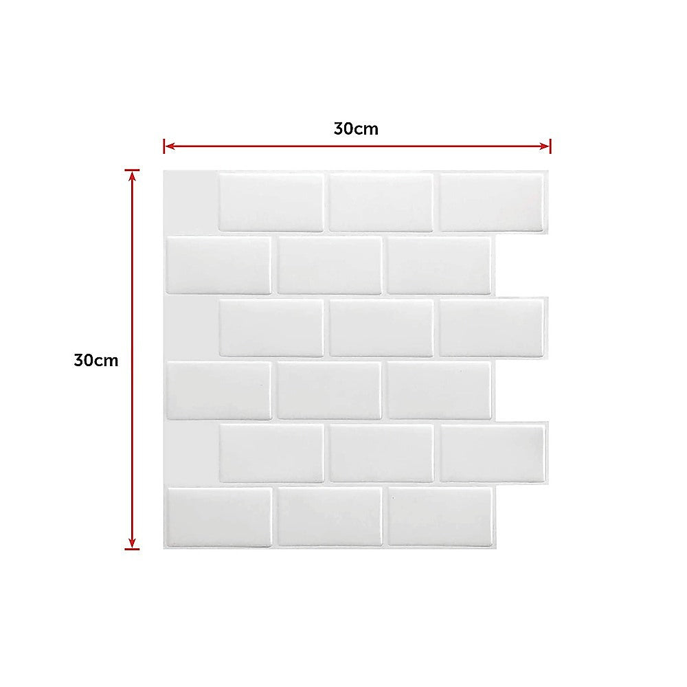Tiles 3D Peel and Stick Wall Tile Subway White (30 x 30cm x 10 sheets)