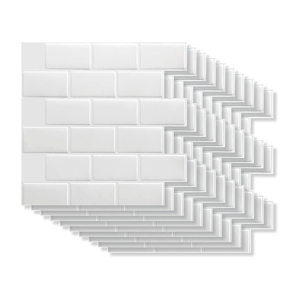 Tiles 3D Peel and Stick Wall Tile Subway White (30 x 30cm x 10 sheets)