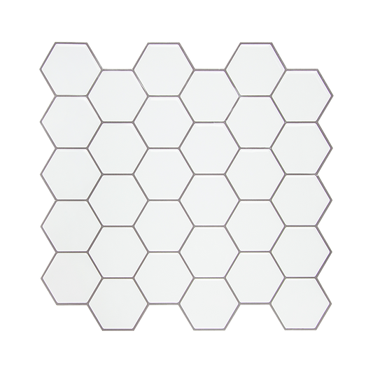 Tiles 3D Peel and Stick Wall Tile Hexagon White (30cm x 30cm x 10 sheets)