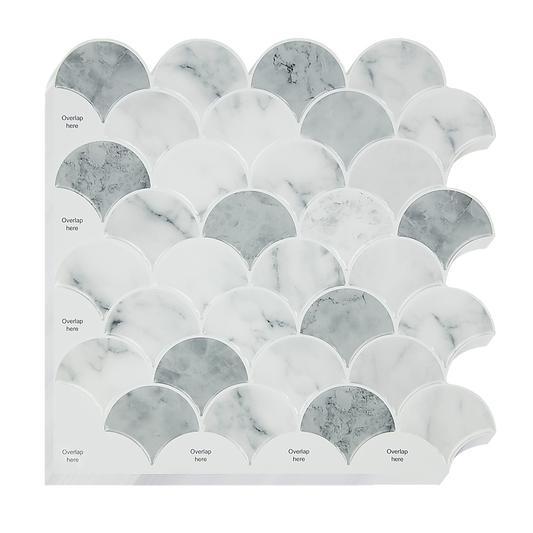 Tiles 3D Peel and Stick Wall Tile Fish Scale Mosaic 10 Sheets