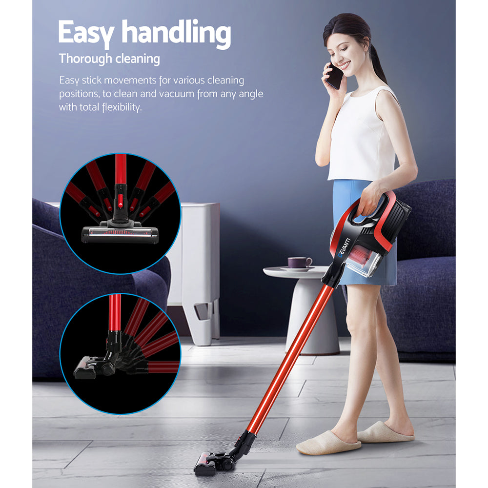 Devanti Cordless Stick Vacuum Cleaner - Black and Red