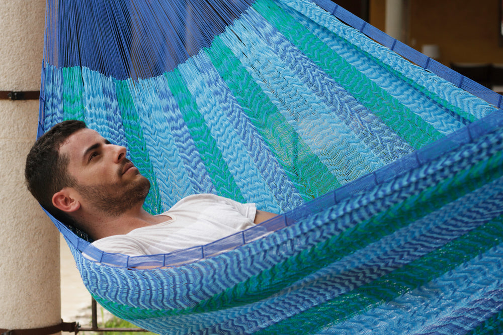 Mayan Legacy King Plus Size Nylon Mexican Hammock in Caribe Colour