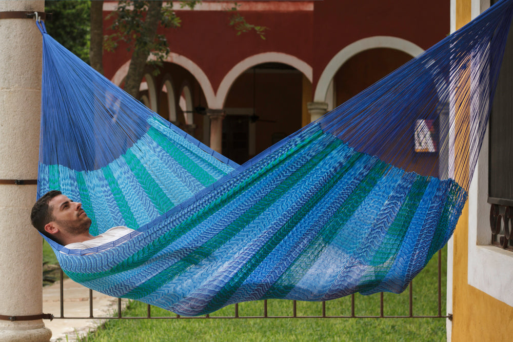 Mayan Legacy King Plus Size Nylon Mexican Hammock in Caribe Colour